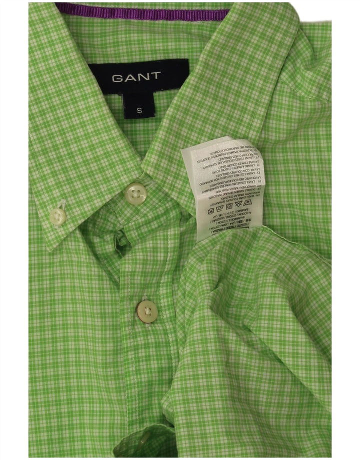 Gant Mens Short Sleeve Regular Fit Shirt Small Green Check Cotton