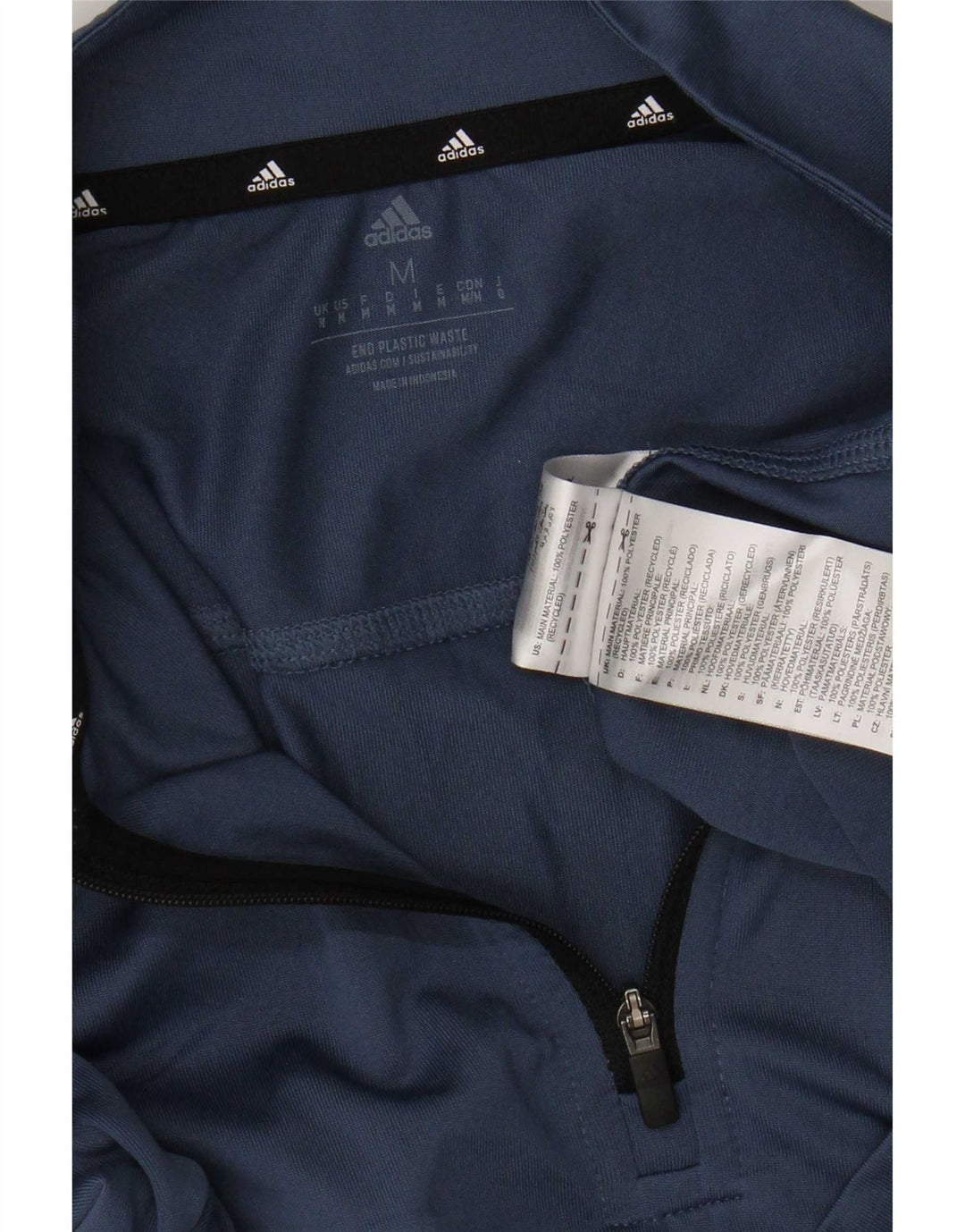 Adidas Mens Aeroready Zip Neck Pullover Tracksuit Top Medium Navy Blue