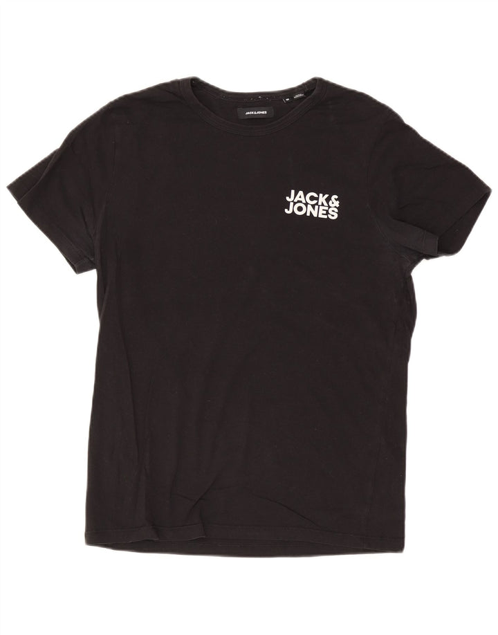 Jack & Jones Mens Graphic T-Shirt Top Medium Black Cotton