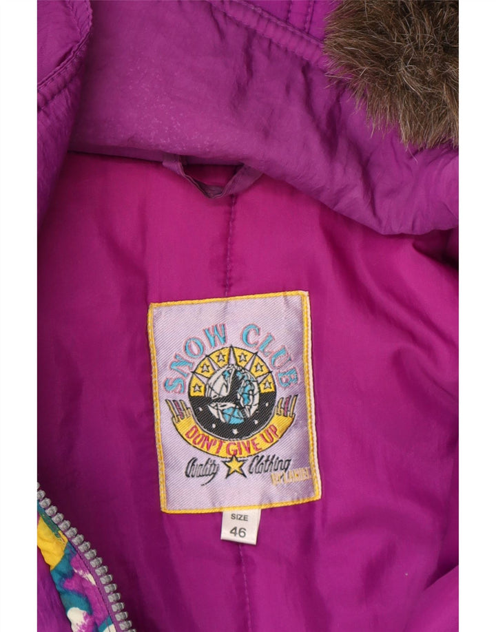 VINTAGE Womens Abstract Pattern Windbreaker Coat IT 46 Large Purple Vintage Vintage and Second-Hand Vintage from Messina Hembry 