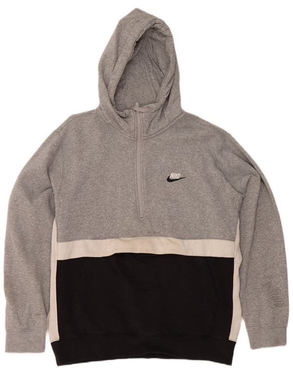 Męski sweter z kapturem i zamkiem błyskawicznym Nike, duży, szary, bawełniany z blokami kolorów