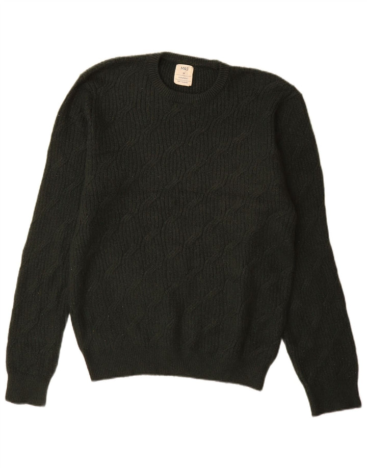 Marks & Spencer Mens Crew Neck Jumper Sweater Medium Green Polyamide