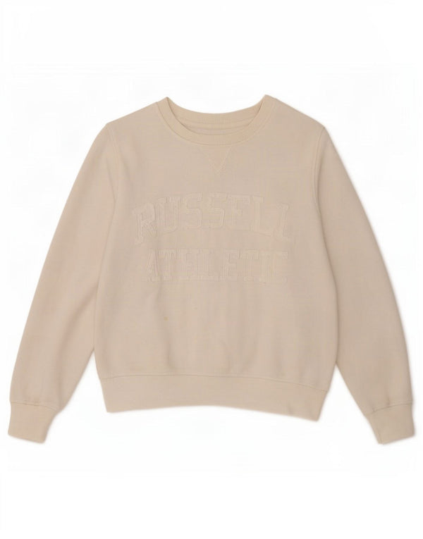 Russell Athletic Γυναικεία γραφική φούτερ Jumper UK 14 Medium Off White
