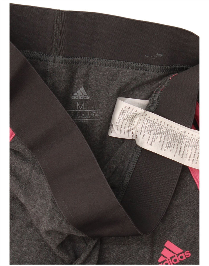 Adidas Womens Leggings UK 12/14 Medium Grey Cotton