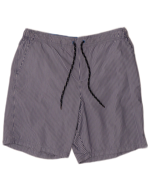 Marks & Spencer Mens Swimming Shorts Large  Blue Pinstripe Cotton