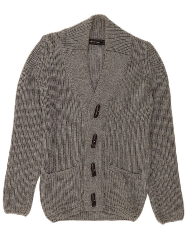 Zara Mens Cardigan Sweater Medium Grey