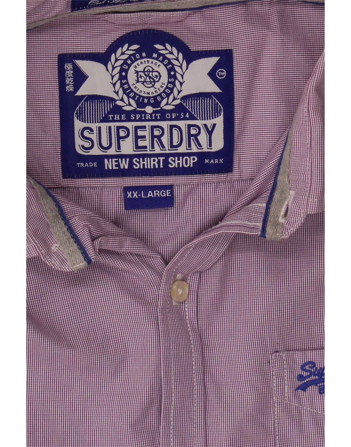 Superdry Mens Shirt 2XL Purple Check Cotton