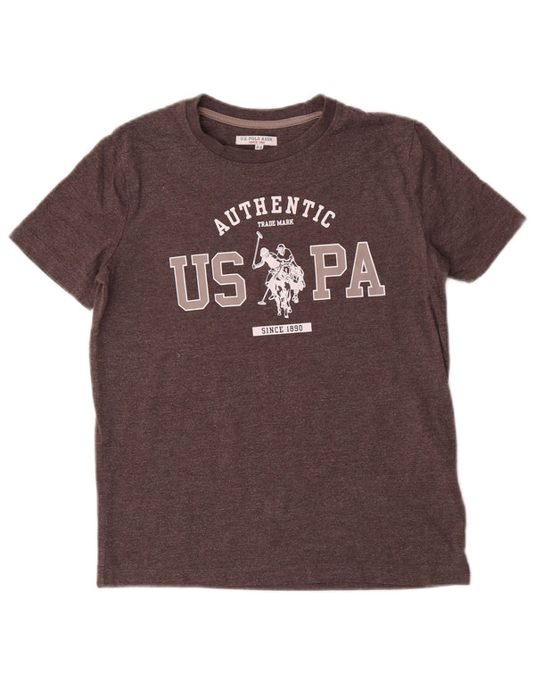 U.S. Polo Assn. Boys Graphic T-Shirt Top 8-9 Years Grey Cotton