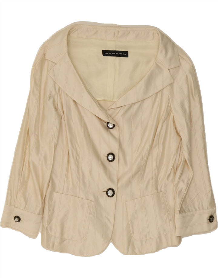 MASSIMO REBECCHI Womens 3/4 Sleeve Blazer Jacket IT 44 Medium Off White Vintage Massimo Rebecchi and Second-Hand Massimo Rebecchi from Messina Hembry 