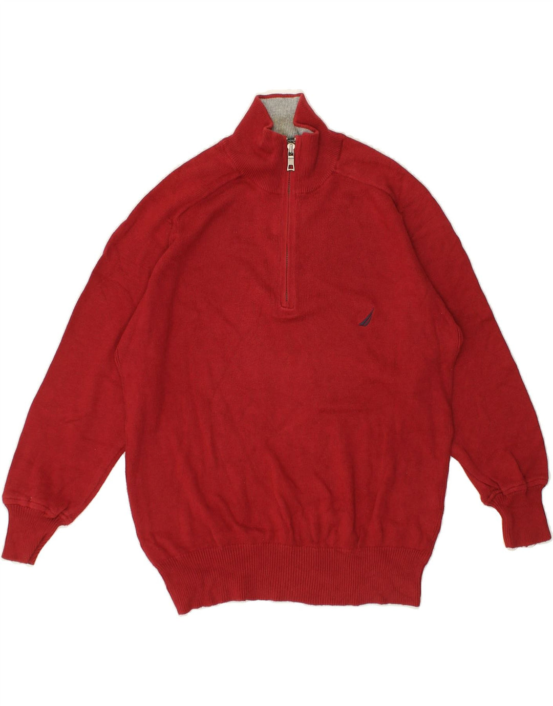 NAUTICA Mens Zip Neck Jumper Sweater Small Maroon Cotton Vintage Nautica and Second-Hand Nautica from Messina Hembry 
