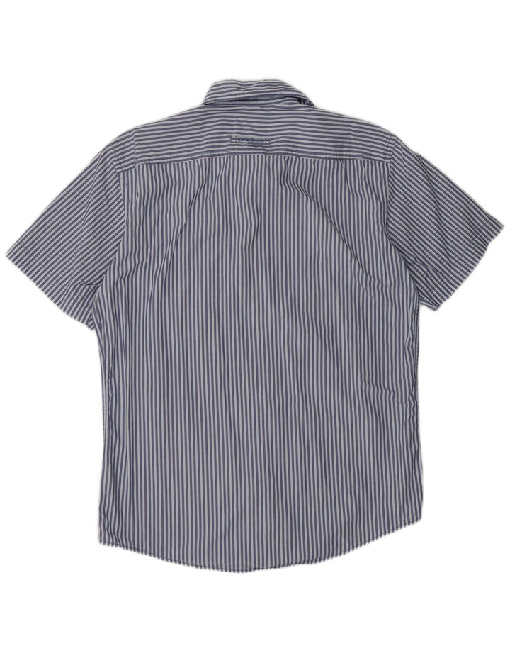 Camisa masculina Camel Active de manga curta com ajuste regular listrado azul médio
