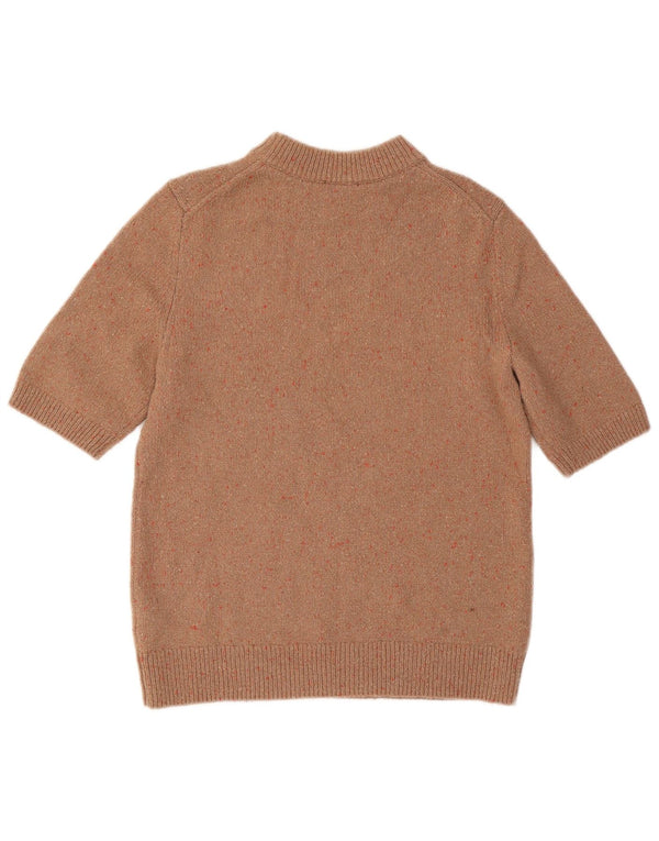 Maglione da donna con scollo a barca a maniche corte Cos UK 10 piccolo marrone screziato