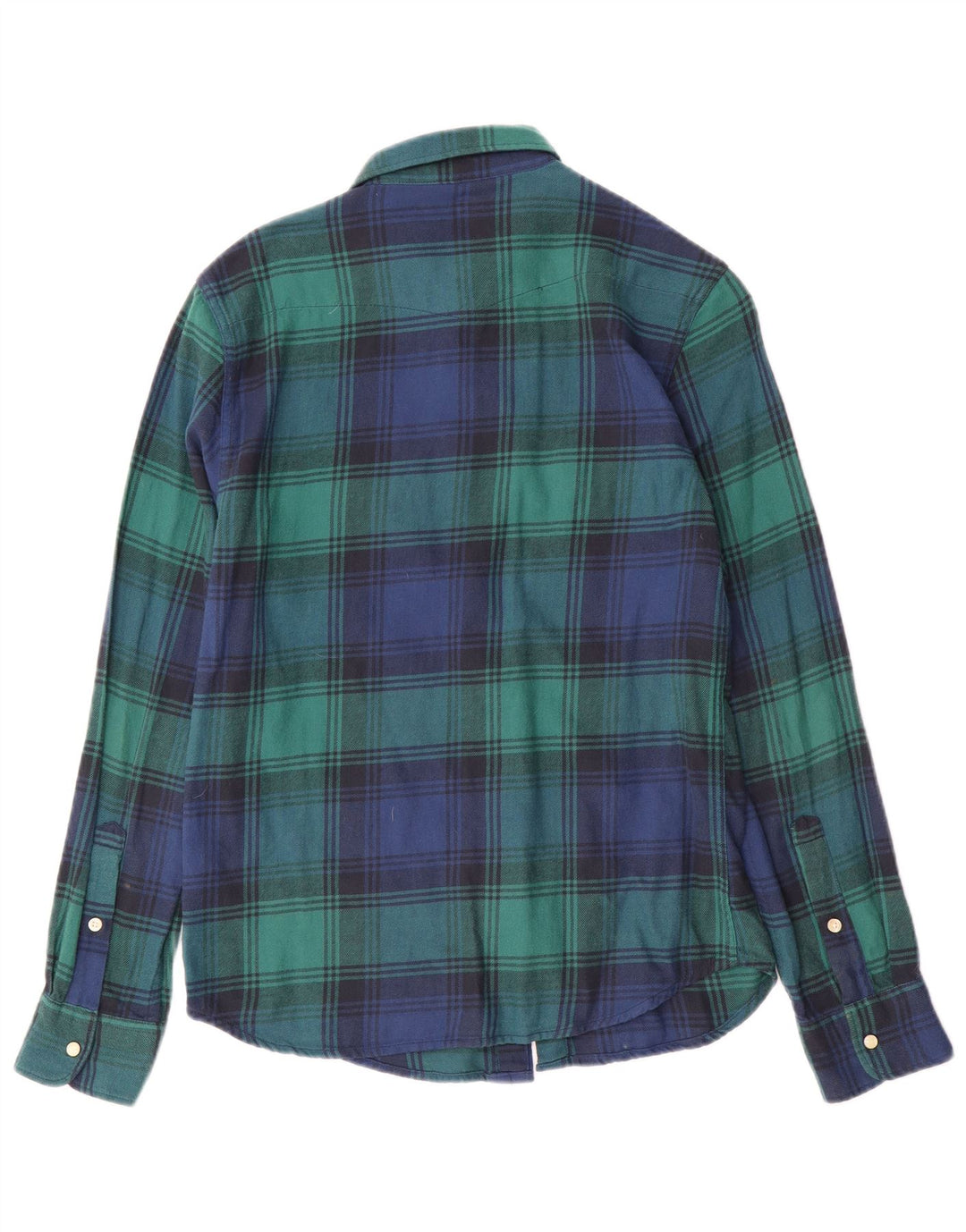 Lee Mens Flannel Shirt Small Green Plaid Cotton