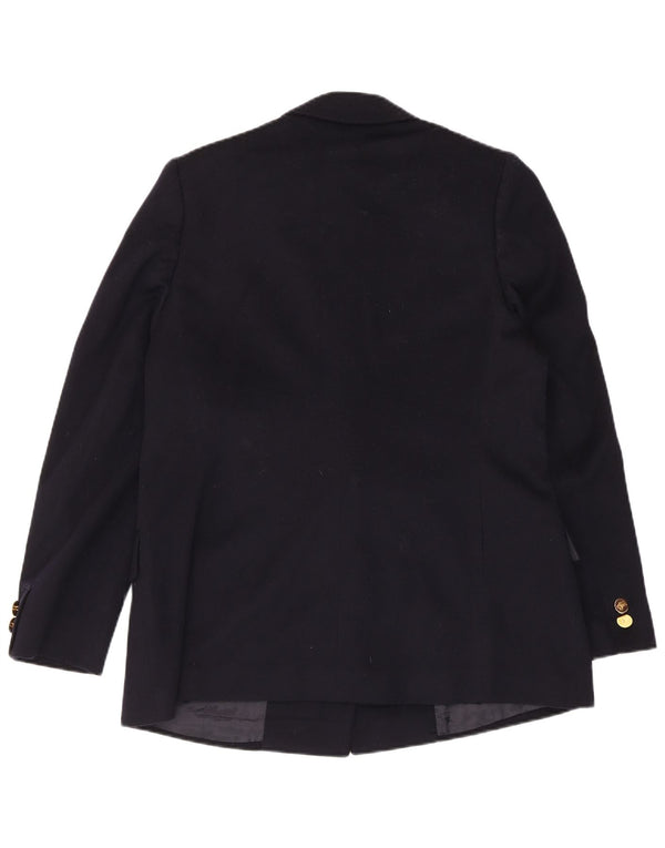 Burberrys Womens Double Breasted Blazer Jacket UK 14 Medium Navy Blue Wool