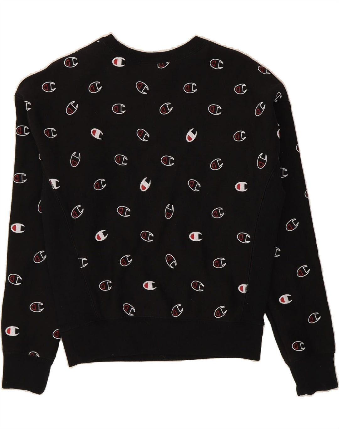 CHAMPION Womens Oversized Graphic Sweatshirt Jumper UK 10 Small Black Vintage Champion and Second-Hand Champion from Messina Hembry 