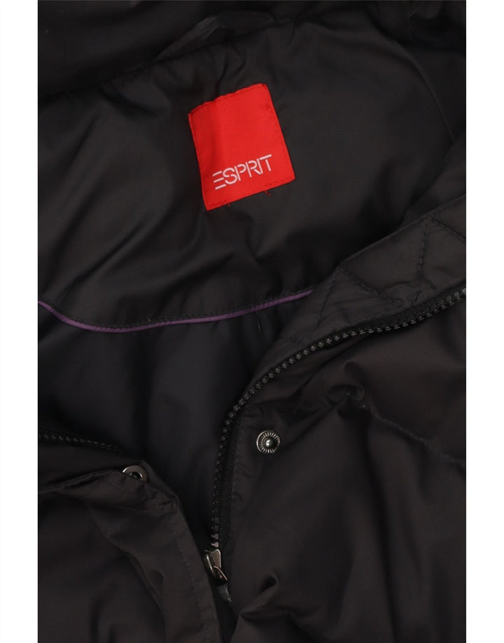 Colete acolchoado com capuz feminino ESPRIT UK 14 médio preto
