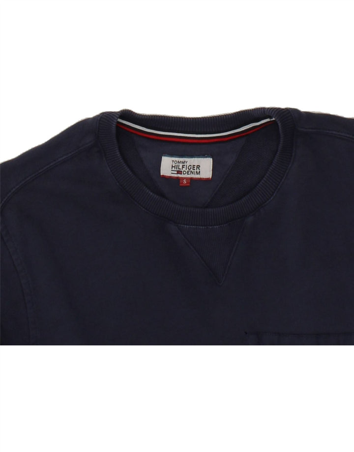 TOMMY HILFIGER Mens Sweatshirt Jumper Small Navy Blue Cotton Vintage Tommy Hilfiger and Second-Hand Tommy Hilfiger from Messina Hembry 