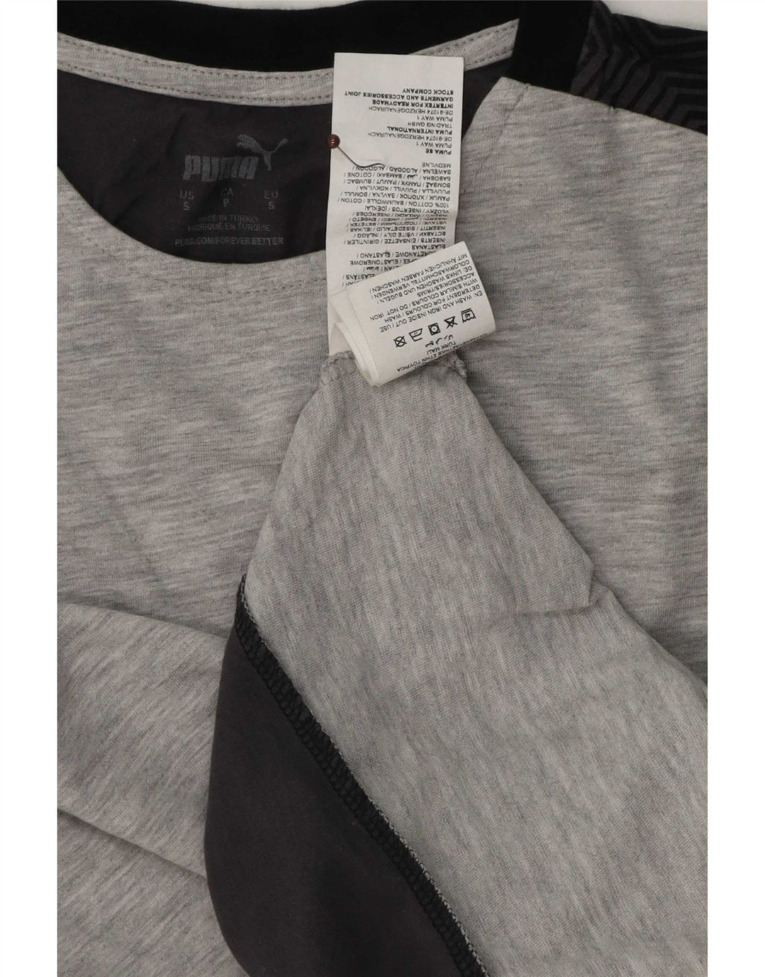 Puma Mens T-Shirt Top Small Grey Geometric Cotton