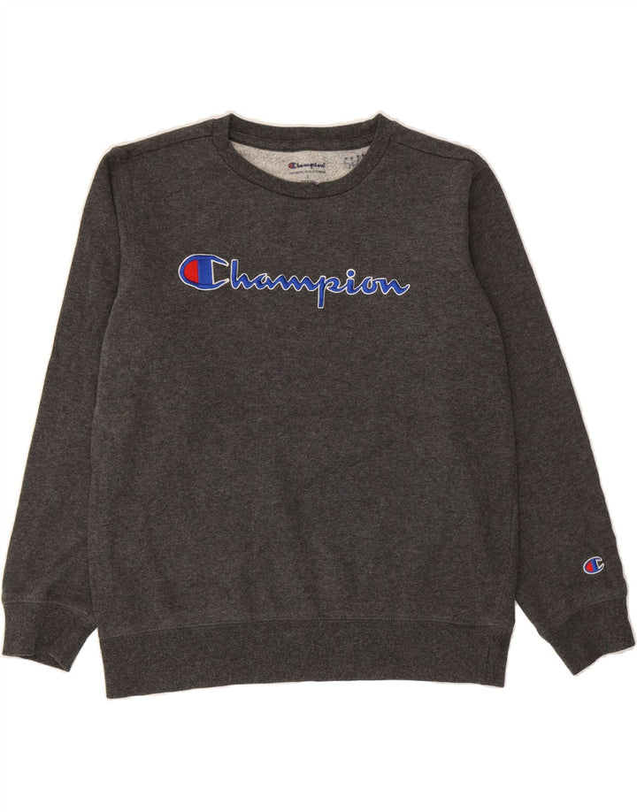 CHAMPION Womens Graphic Sweatshirt Jumper UK 16 Large Grey Vintage Champion and Second-Hand Champion from Messina Hembry 