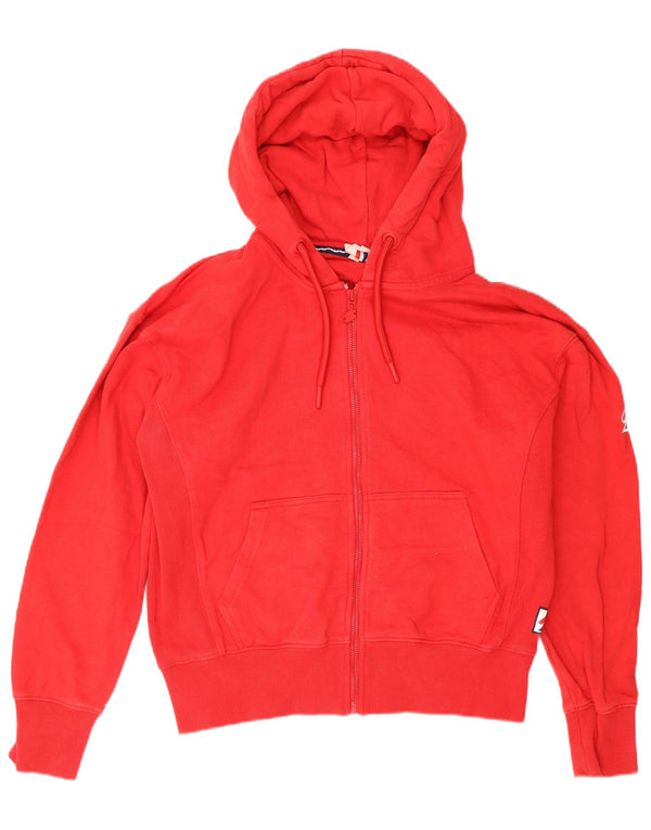 Maglione con cappuccio e zip da donna Superdry UK 12 rosso medio in cotone