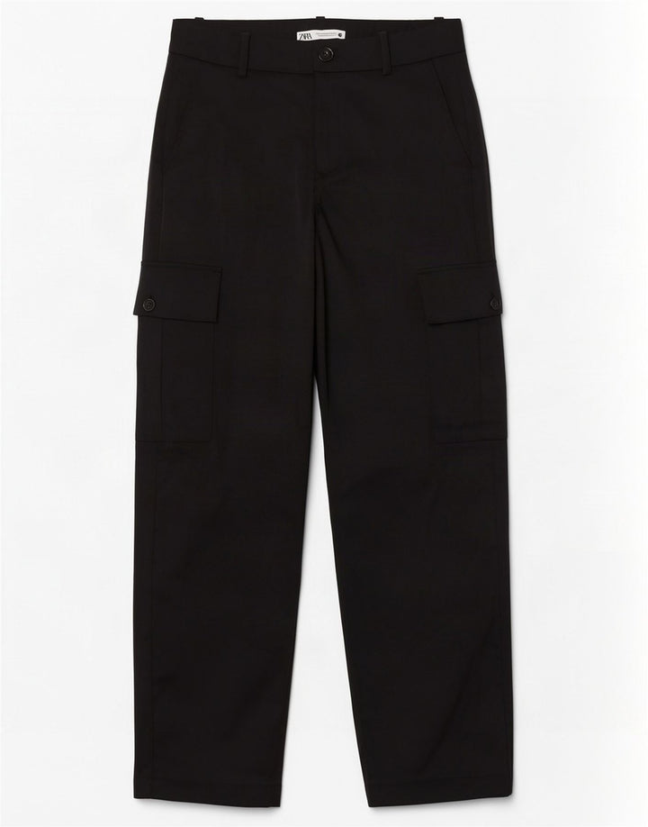 Женские прямые брюки карго Zara Medium W28 L32, черные