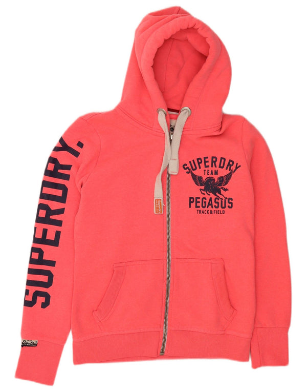 Damski sweter z kapturem Superdry z grafiką i zamkiem UK 12, średni róż sportowy