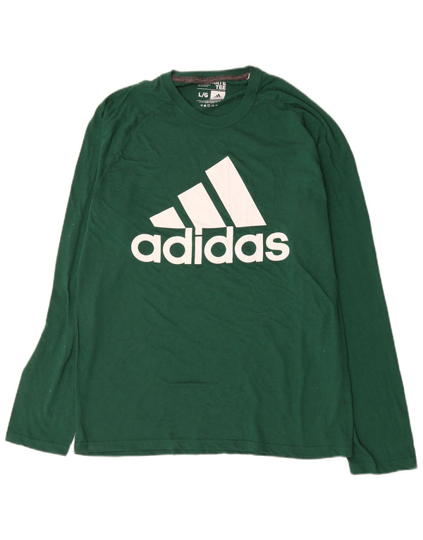 Adidas Climalite Graphic Top à manches longues en coton vert pour homme