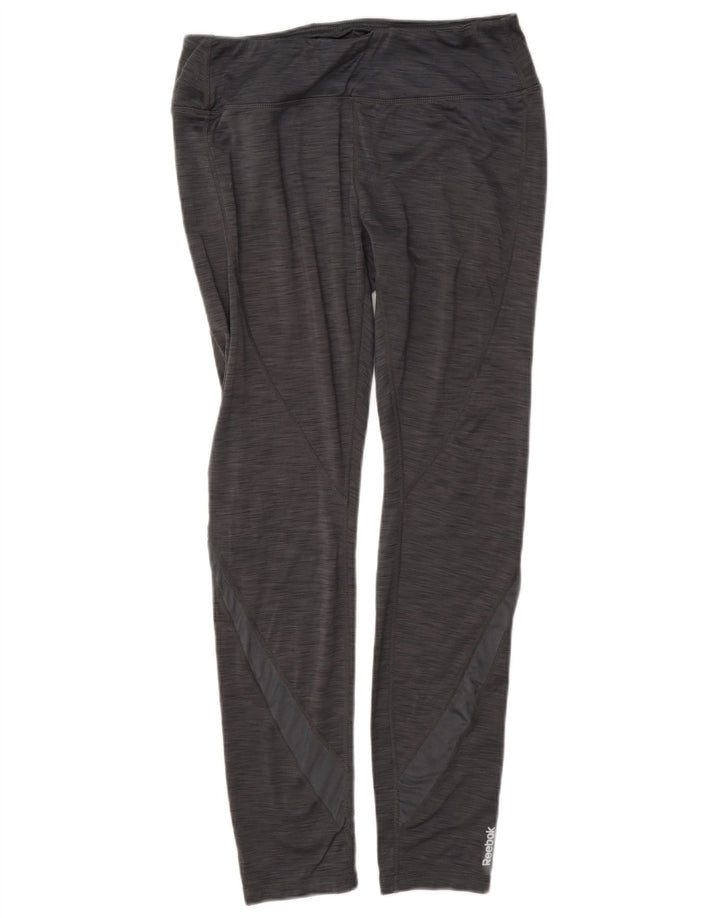 Reebok Damen Leggings UK 12 Mittelgrau geflecktes Polyester