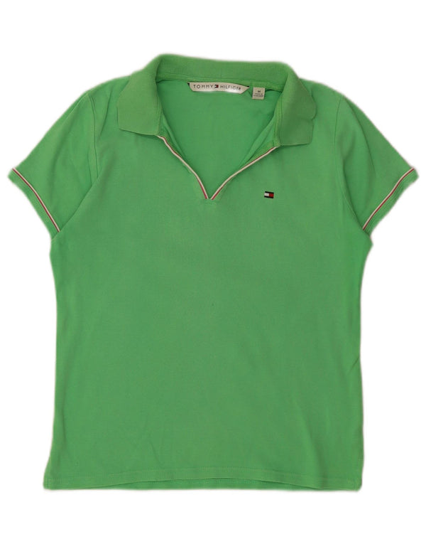 Tommy Hilfiger Dame Polo Shirt UK 12 Medium Green Bomuld