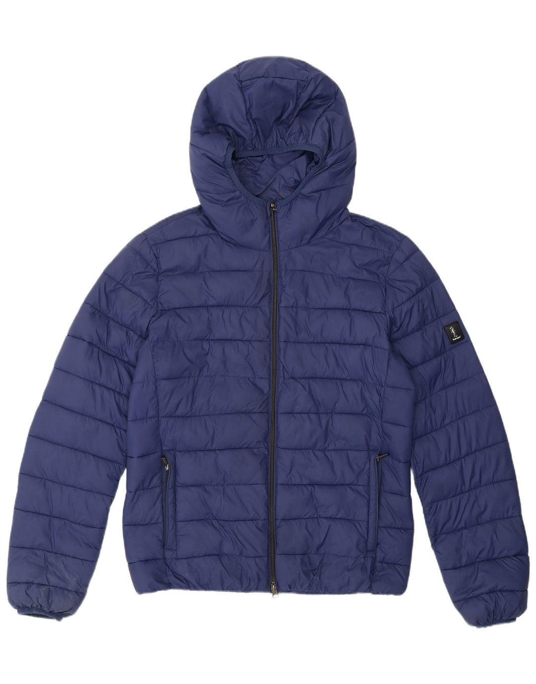 REFRIGUE Womens Hooded Padded Jacket UK 16 Large Navy Blue