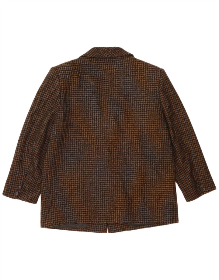 Vintage Damen 2-Knopf-Blazer mit lockerer Passform, Größe 48, XL, schwarzer Hahnentrittmuster