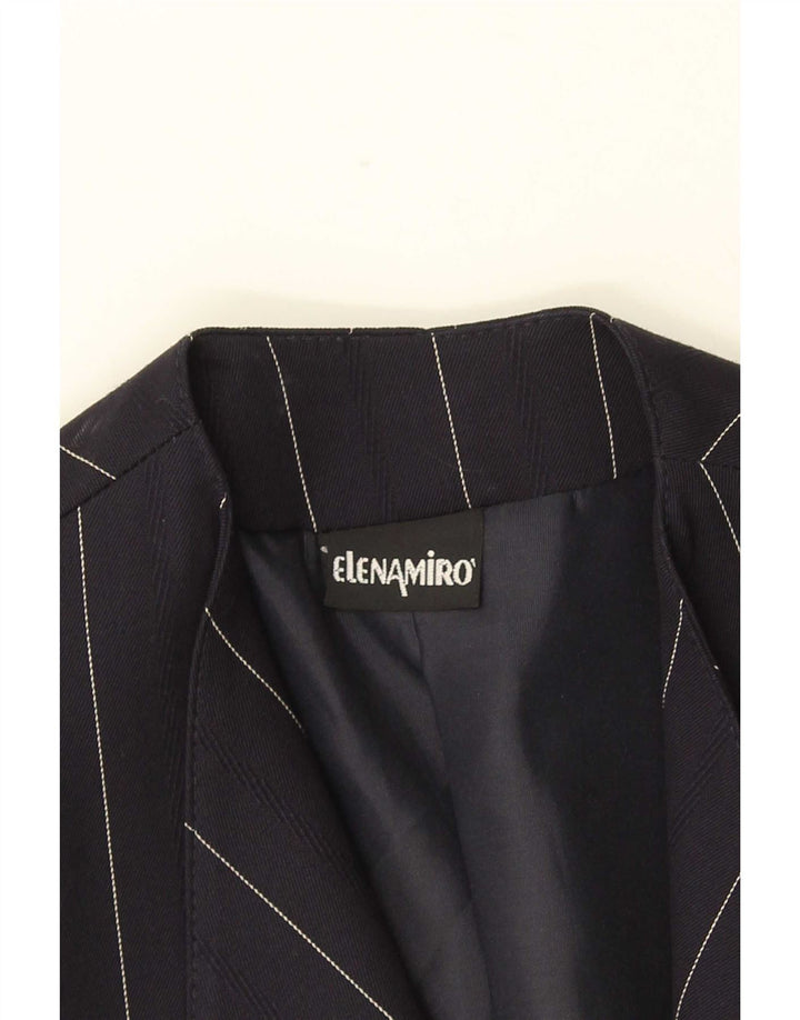 ELENA MIRO Womens 2 Button Blazer Jacket UK 18 XL Navy Blue Striped Wool