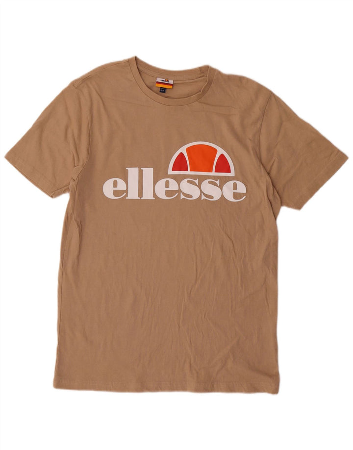 Ellesse Mens Graphic T-Shirt Top Medium Beige Cotton