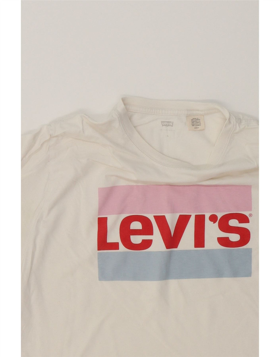 LEVI'S Womens Oversized Crop Graphic T-Shirt Top UK 10 Small White Vintage Levi's and Second-Hand Levi's from Messina Hembry 