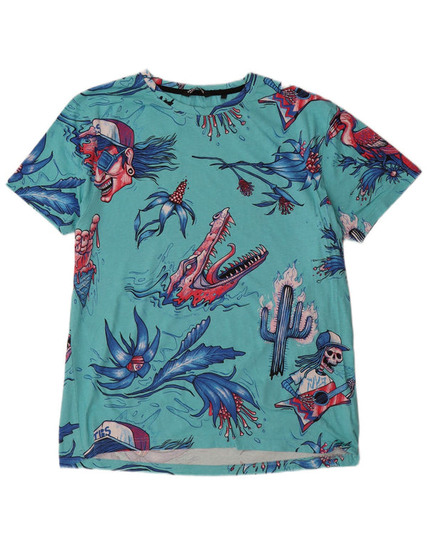 Cropp Mens Regular Fit Graphic T-Shirt Top 2XL Turquoise