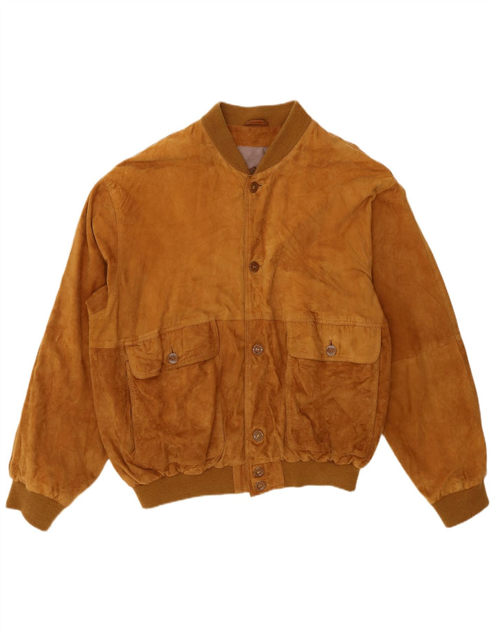 Giubbotto bomber vintage in pelle scamosciata da uomo IT 58 4XL Marrone