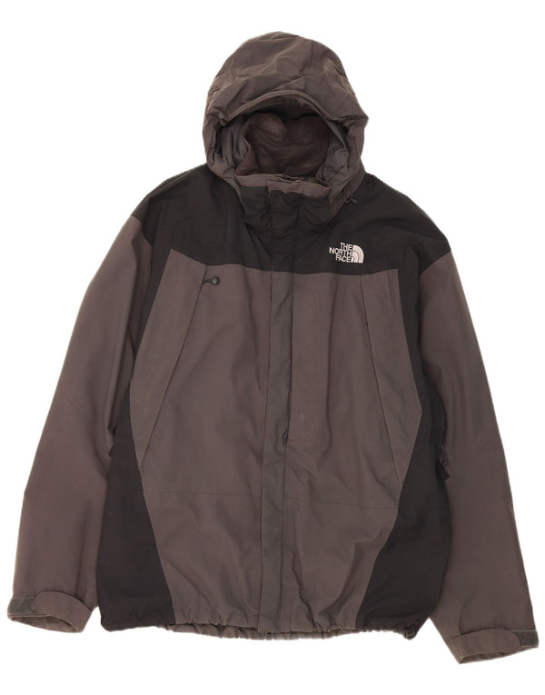 The North Face Mens Hooded Rain Jacket UK 40 Large Grey Colourblock Nylon