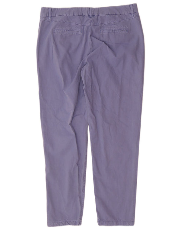 Marks & Spencer Womens Slim Chino Trousers UK 14 Large W34 L29 Blue Cotton