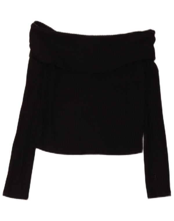 Top corto per ragazze Marks & Spencer con spalle scoperte 13-14 anni in viscosa nera