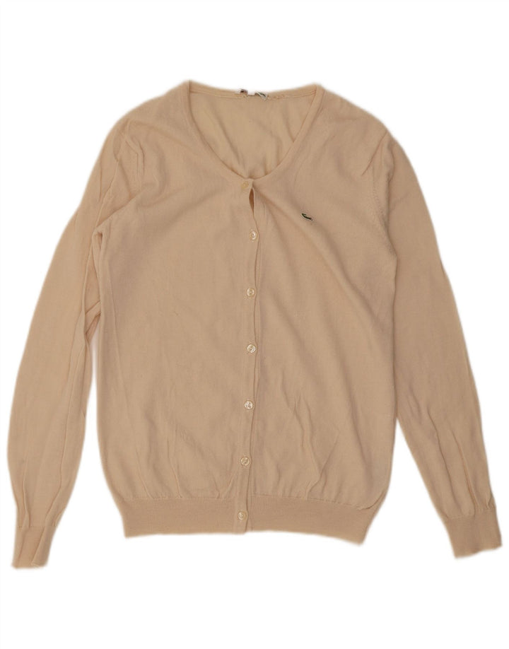 Lacoste Womens Cardigan Sweater Size 42 Large Beige New Wool