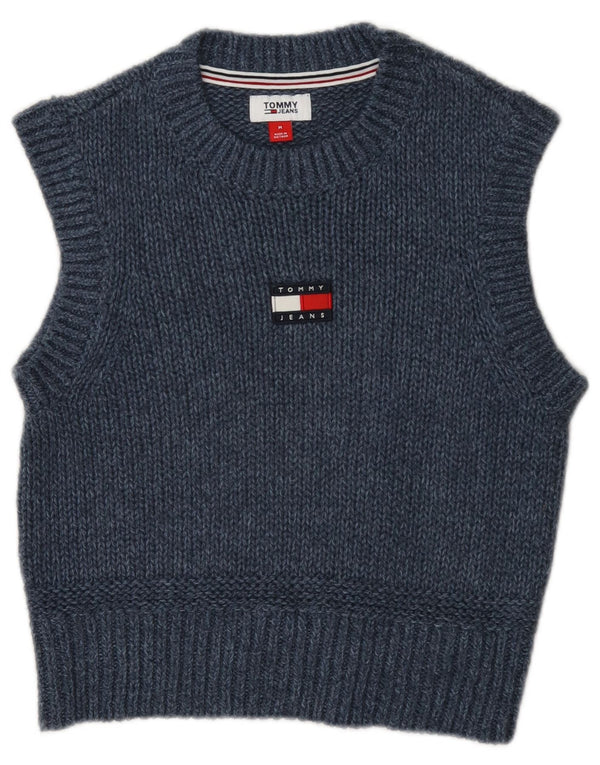 Tommy Hilfiger Womens Crop Vest Tank Top UK 12 Medium Navy Blue Flecked