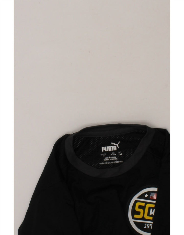 PUMA Boys SC Wave 1978 Graphic T-Shirt Top 9-10 Years Black Polyester Vintage Puma and Second-Hand Puma from Messina Hembry 