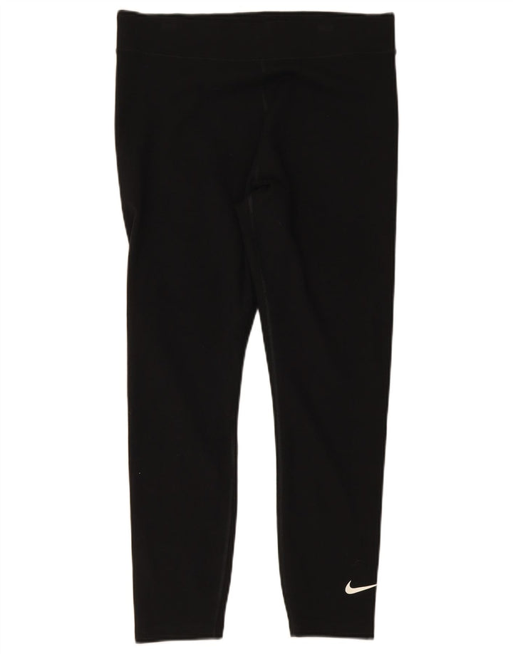 NIKE Womens Leggings UK 14 Large  Black Cotton