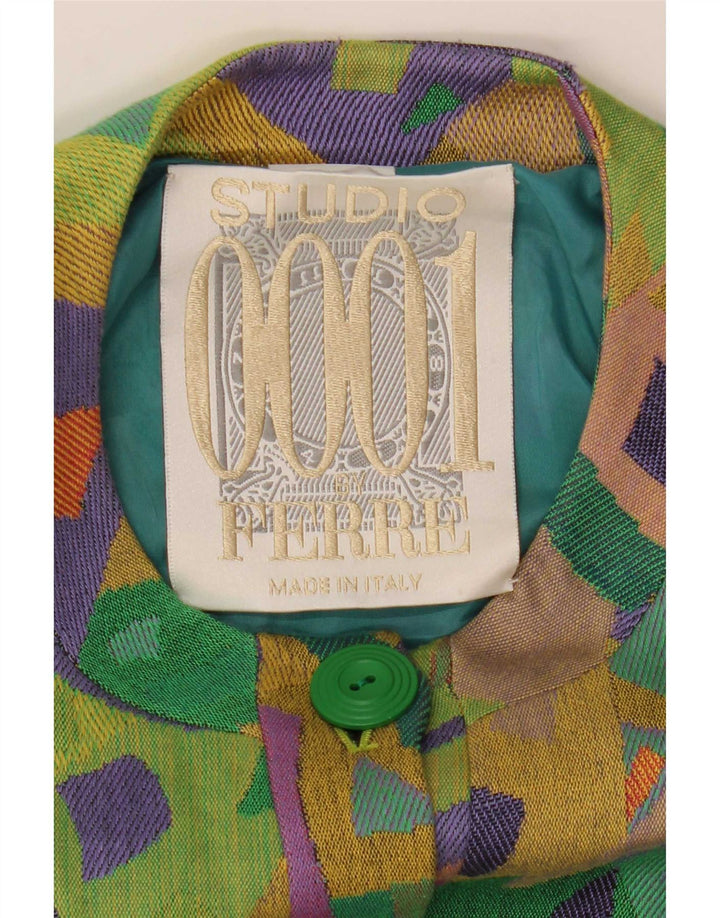 Ferre Womens Oversized 3/4 Sleeve Overcoat IT 46 Large Green Geometric