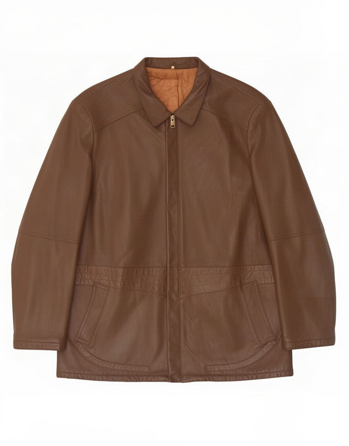 veste en cuir homme vintage IT 56 3XL Marron
