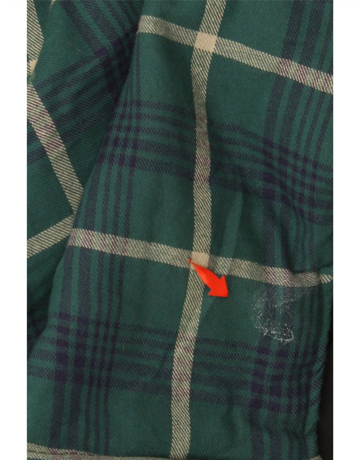 VINTAGE Mens Lumberjack Flannel Shirt Small Green Check Polyester