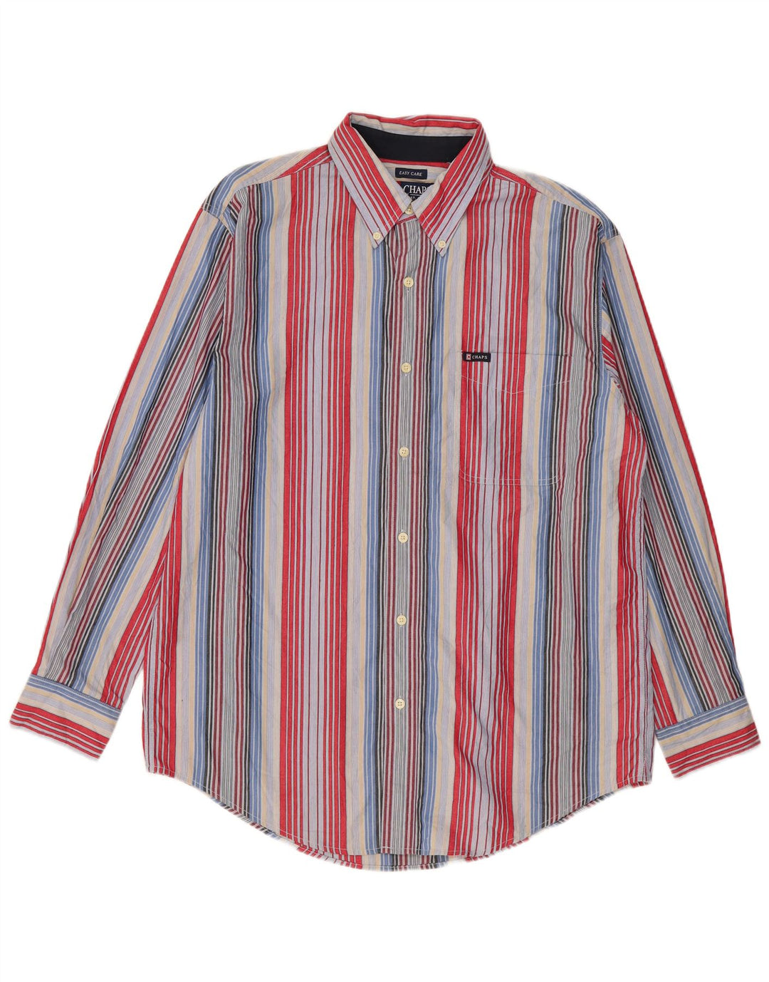 Chaps Mens Easy Care Shirt Medium Multicoloured Striped Cotton