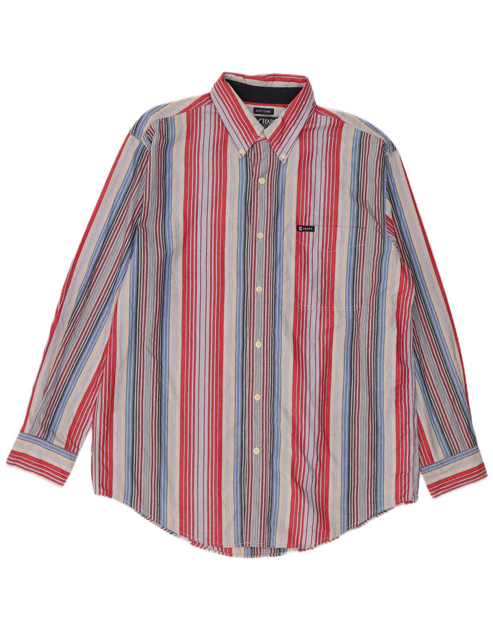 Chaps Mens Easy Care Shirt Medium Multicoloured Striped Cotton