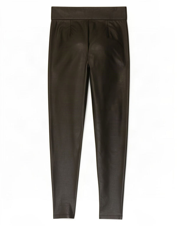 Marks & Spencer Γυναικεία Ψηλόμεση Faux Leather κολάν UK 10 Small Green