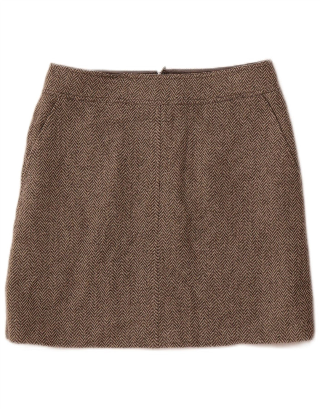 Jigsaw Womens A-Line Skirt UK 10 Small W30  Grey Herringbone Wool